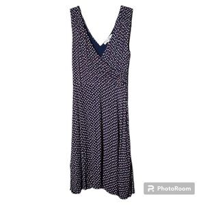 Boden Jersey Dress Womens Size 10R Sleeveless Navy Polka Dot
